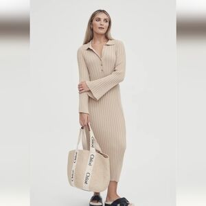 LEGOE Heritage Luxe L/S Polo Dress (Latte) Size